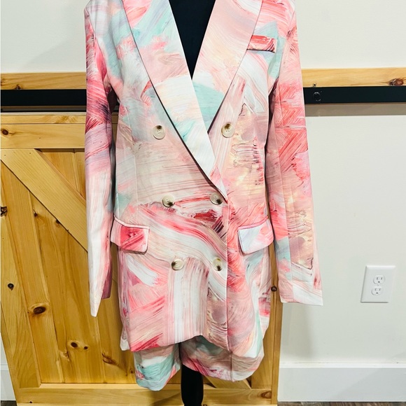 Mixed Print Blazer & midi Short set - Picture 3 of 7